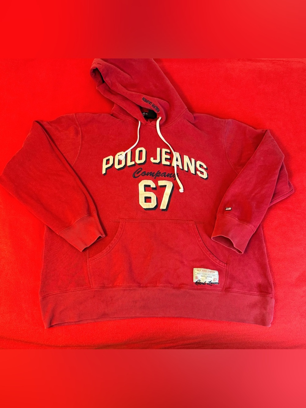 Polo Jeans Co Ralph Lauren Hoodie Mens Size L Pullover Spell Out 67 Vintage Y2K